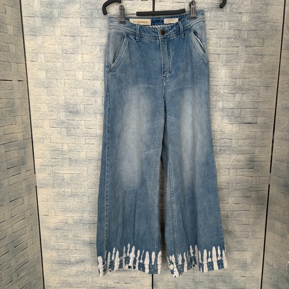 Pilcro and the Letterpress Denim - Pilcro and the Letterpress Denim‎ Wide Leg Cropped Jeans Womens 25 Tie Dye Hem
